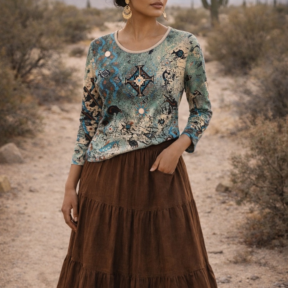 Cactus Bay Green Patterned Top